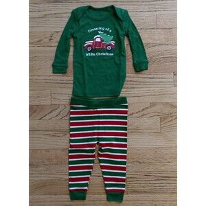 Sleepytime Infant Pajama Set 6 Months Green Dreaming of a White Christmas NEW